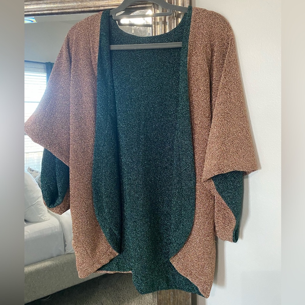 Current Air Reversible Green/Gold Glitter Kimono
